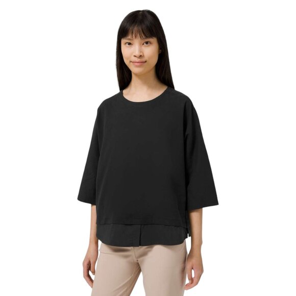 lululemon athletica Tops - Lululemon Live to Layer Shirt Black 3/4 Sleeve Relaxed Fit Cotton Blend Size 10